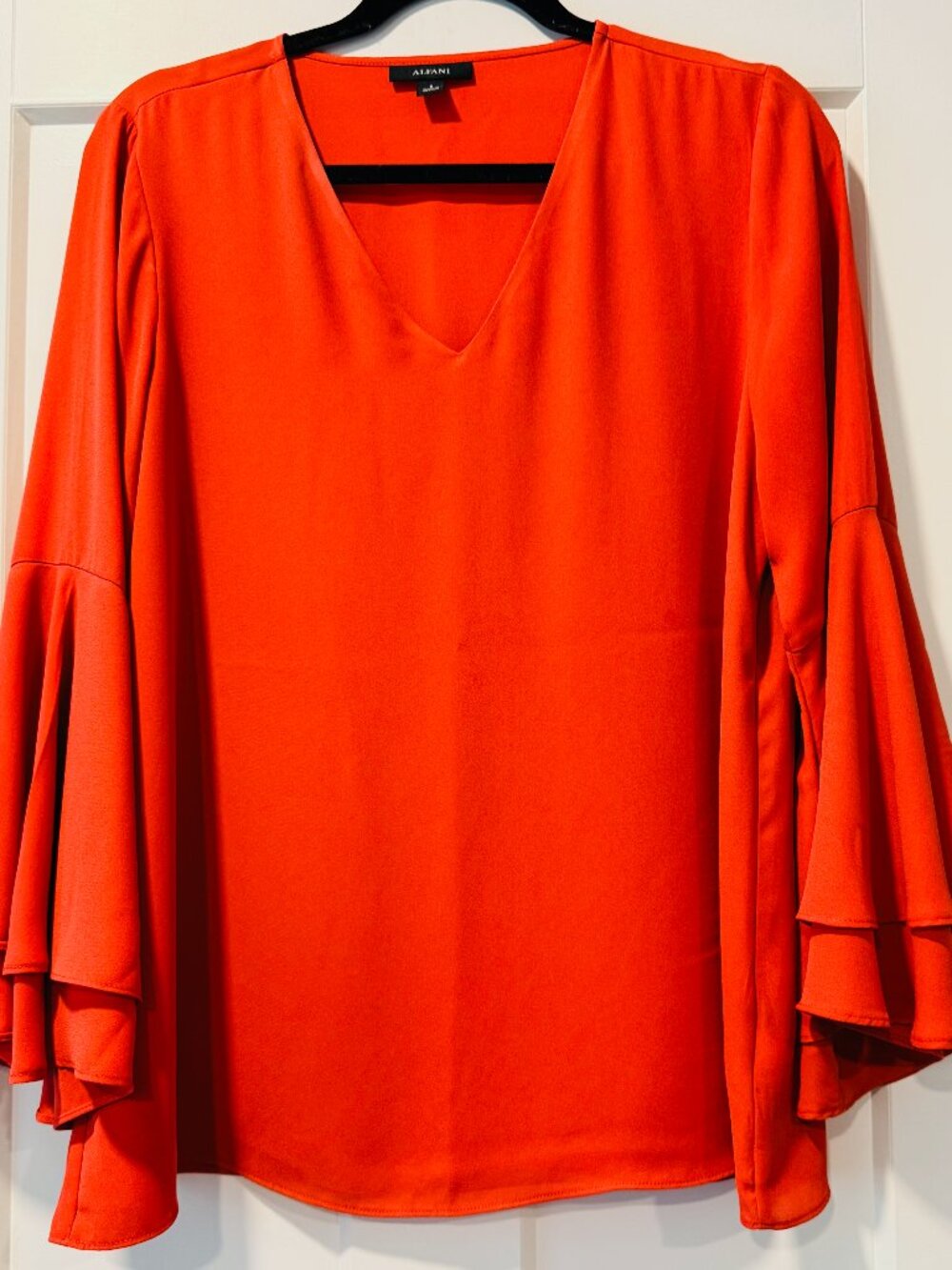 Alfani Dark Coral Flowy Polyester Blouse w/ Ruffle Sleeves
